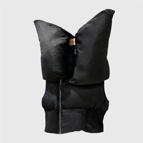 暗黑高街风廓形无袖羽绒服新款夸张设计感拉链羽绒短款背心马甲