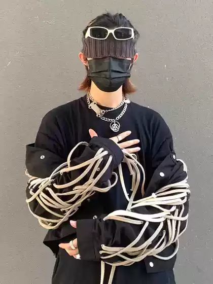 Classic High-End Dark Style Mainline Pure Handmade Cotton Rope Woven Motorcycle Jacket, Same Style as Wang Yibo, Unisex