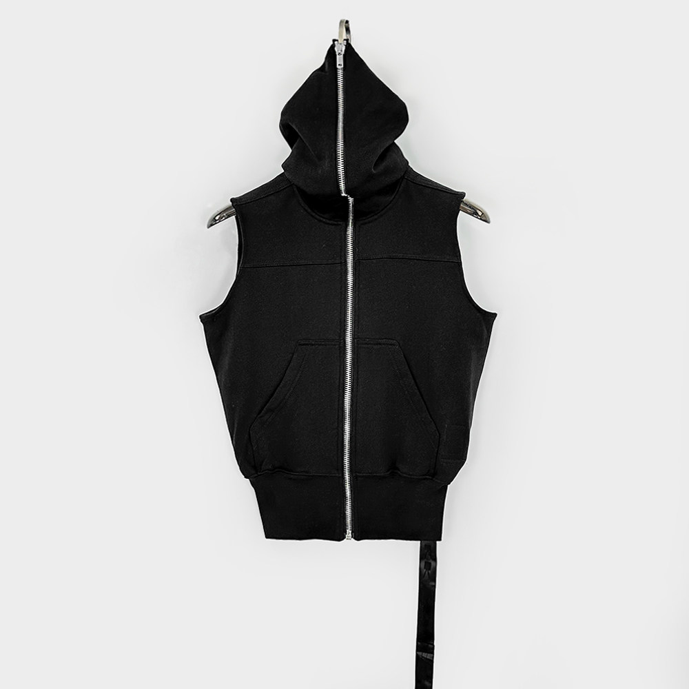 暗黑设计风格原创元素长拉链蒙面无袖连帽休闲卫衣外套,女装/女士精品,马夹,淘宝优惠券,粉丝福利购,淘宝优惠卷