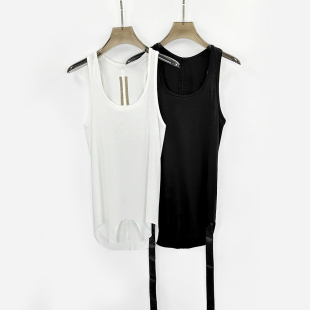 Ro暗黑风24春夏新款 副线弧形剪裁纯色通勤工字吊带飘带小背心女