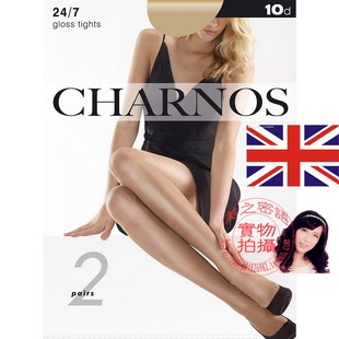㊣模拍秀㊣英国Charnos 10D超薄 绸缎油亮光泽 脚尖透明连裤袜