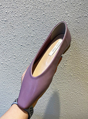 现货水之心平底鞋首尔2025春方头浅口温柔紫舒适简约奶奶鞋单鞋女