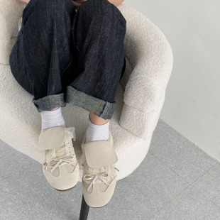 首尔lucia浪漫蝴蝶结蕾丝平底真皮德训鞋 女2026春东大门新 休闲鞋