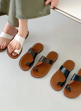 现货水之心休闲风圆头套趾低跟外穿拖鞋女首尔2024新款减龄慵懒