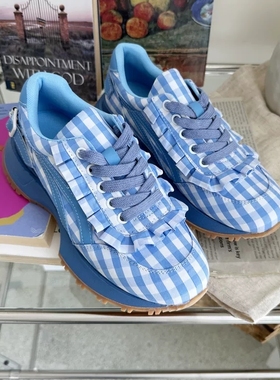 现货水之心荷叶边淑女厚底帆布鞋运动鞋女韩国2025春款可爱萝莉