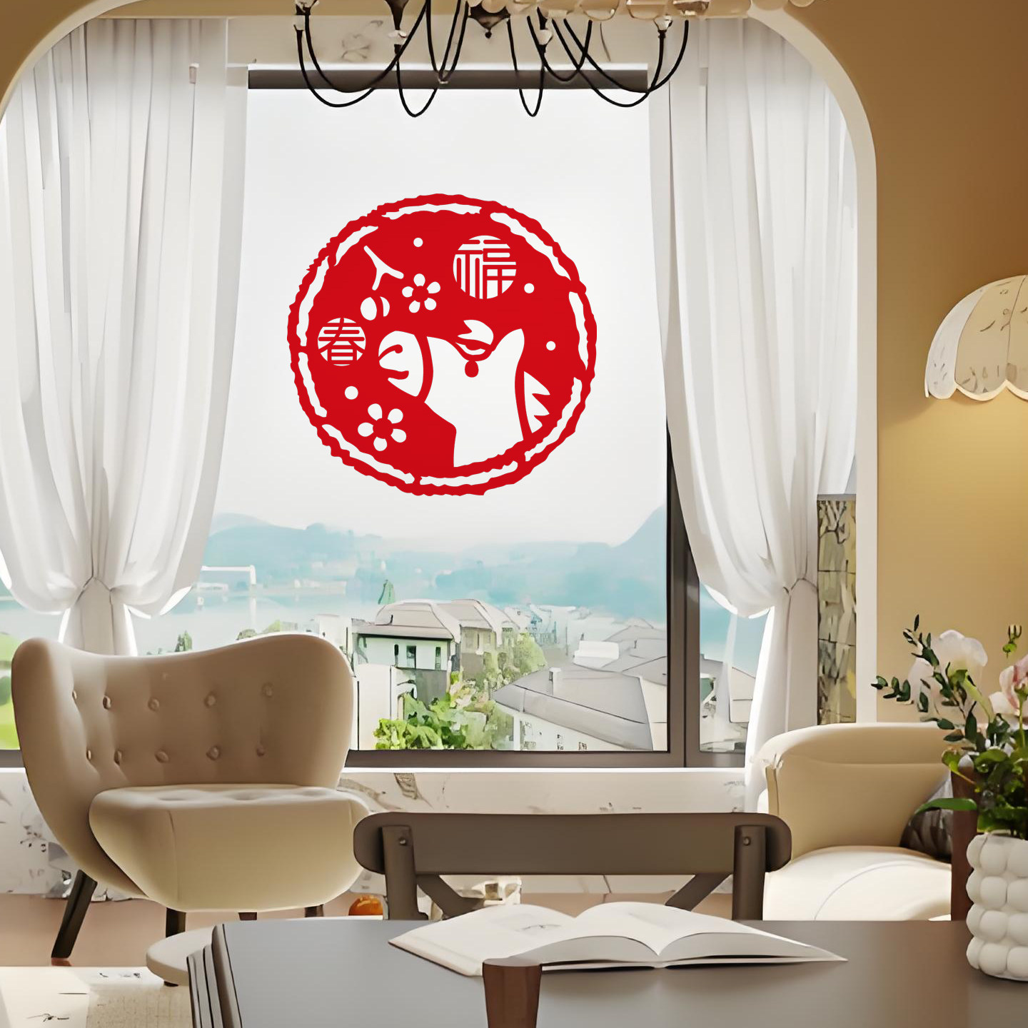 2026春风马蹄福字剪纸门窗贴