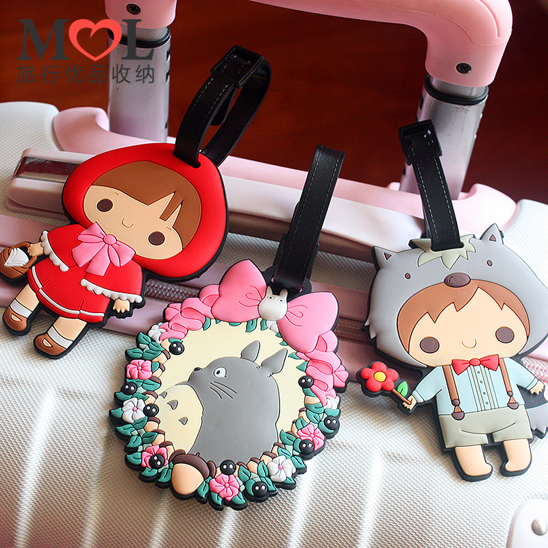 卡通硅胶旅行箱行李牌出国留学用品用品韩国行