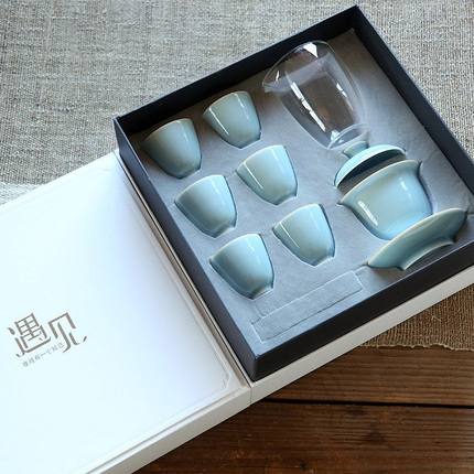 德化白瓷色釉功夫茶具陶瓷盖碗茶杯套组套装商务伴手礼批发定制