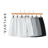 春秋全棉一片式 拉链小屁帘卫衣裙开叉瑜伽运动跑步遮跨打底松紧裙