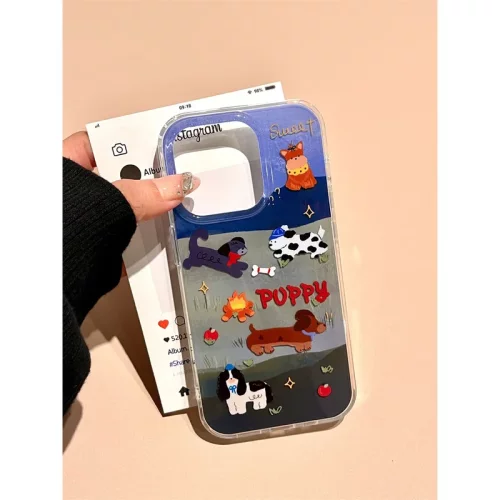 单层油画狗狗适用iphone16pro手机壳苹果16新款15创意14pro女款13