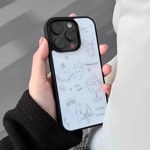 黑白猫咪适用苹果16手机壳13保护壳iPhone 15趣味14卡通12软11