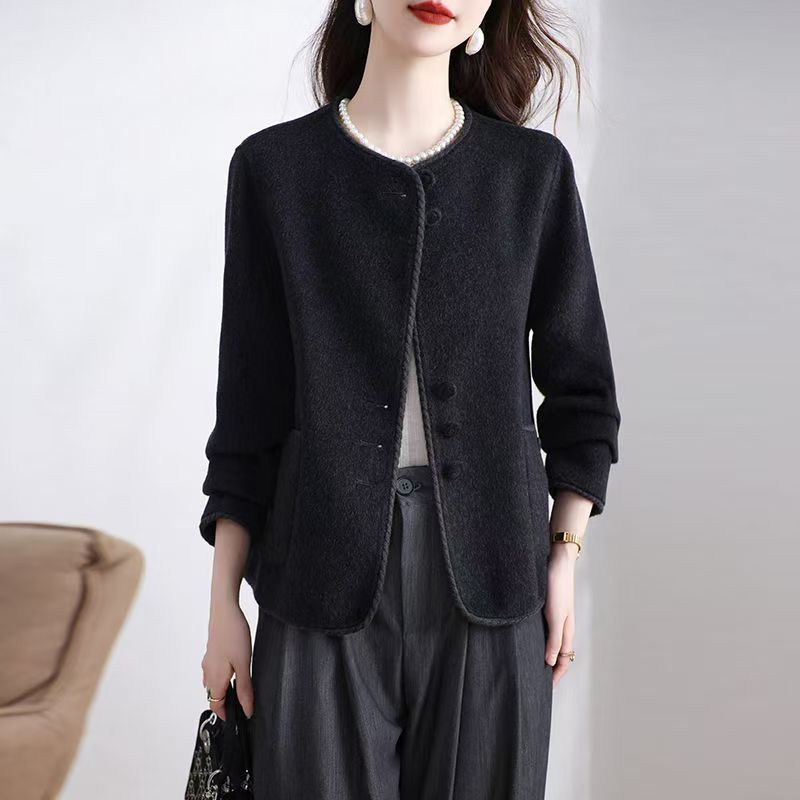 小香风双面羊毛呢上衣2025秋冬新款时尚百搭双面绒大衣外套短款女