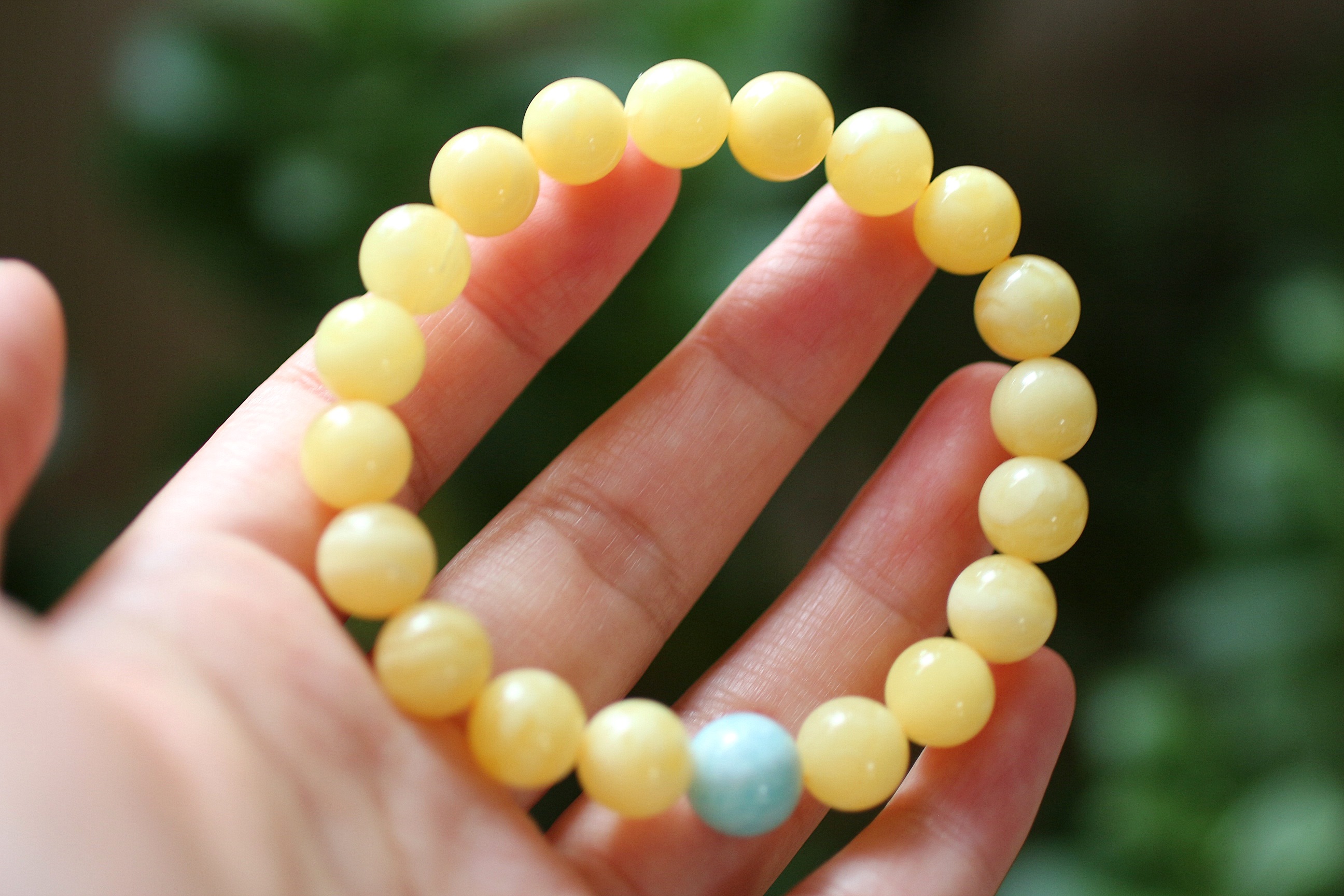 一瓣清莲 天然蜜蜡琥珀天河石女款手串手链 捡漏价