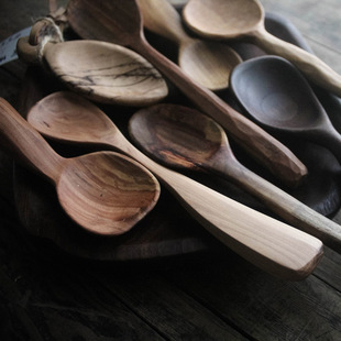 手作创意纯手工木勺无漆复古木质汤勺家用饭勺个性搅拌勺实木勺子