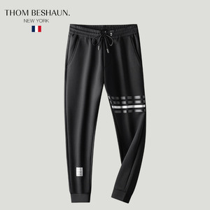 THOM BESHAUN正品四道杠TB卫裤男夏潮牌束脚条纹休闲太空棉运动裤 - 价格288