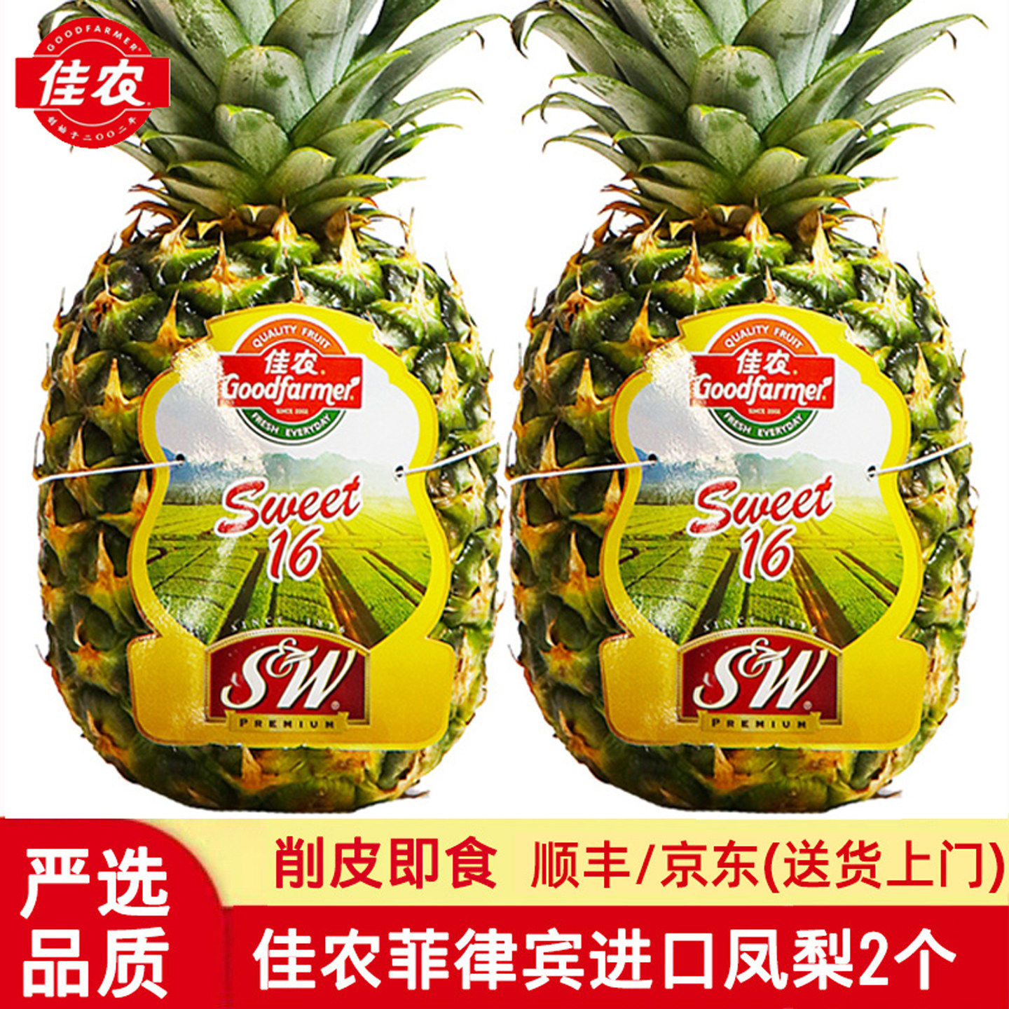 凤梨水果新鲜2个大果 削皮即食sw菲律宾进口金菠萝水果