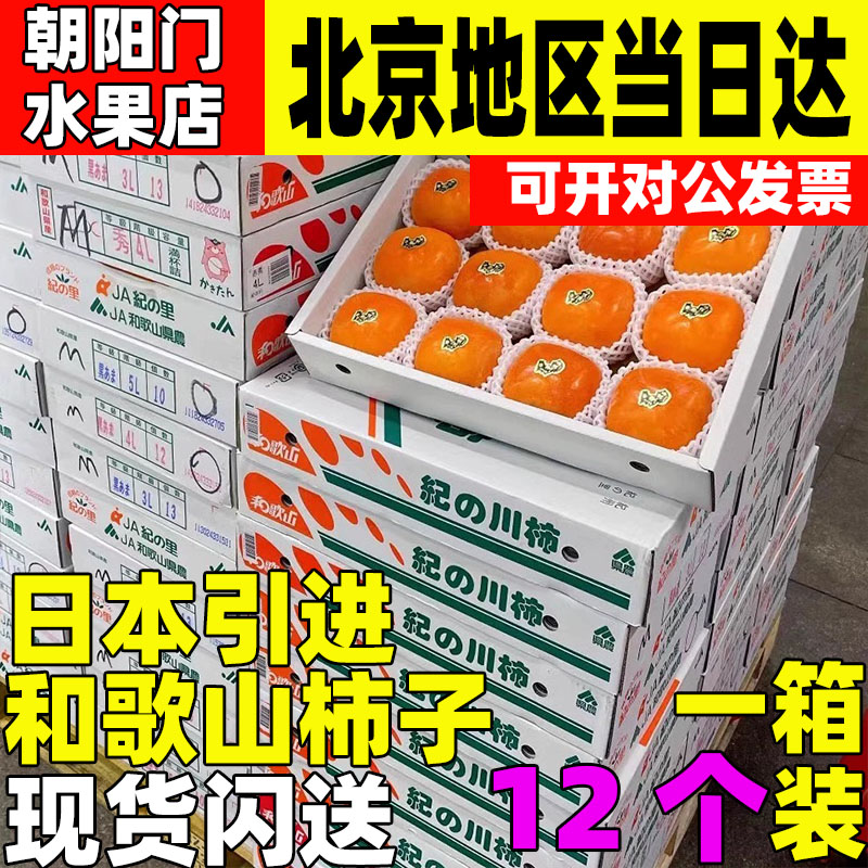 黑芝麻柿子和歌山纪川柿子9-13颗礼盒装黑柑柿子日本品种国产柿子
