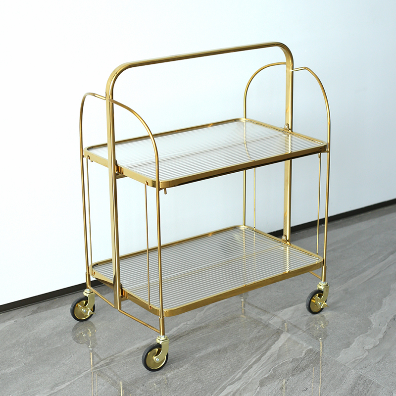 复古Ins折叠可移动推车置物架