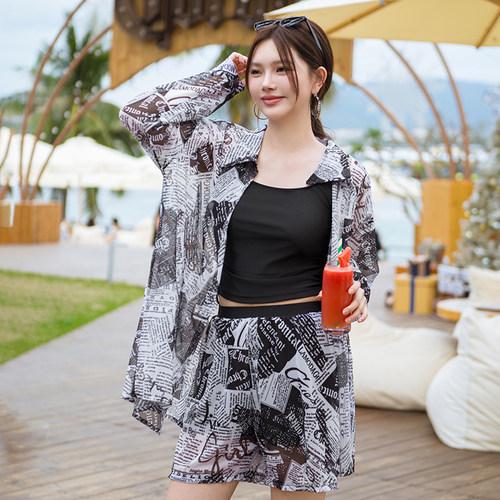 大码泳衣女士分体长袖防晒温泉