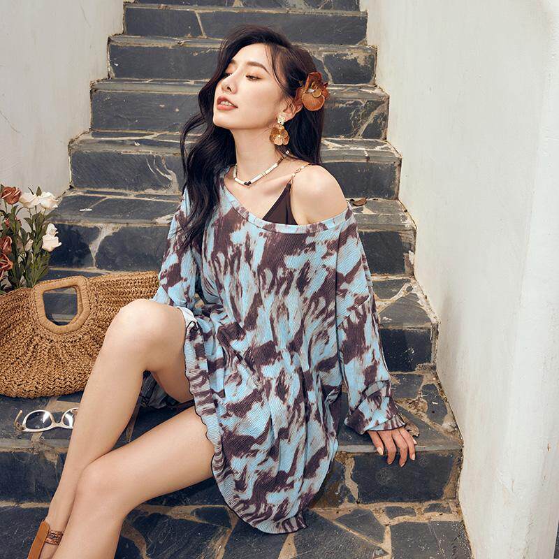 比基尼三件套长袖罩衫裙式分体温泉大码泳衣女微胖mm遮肉海边度假