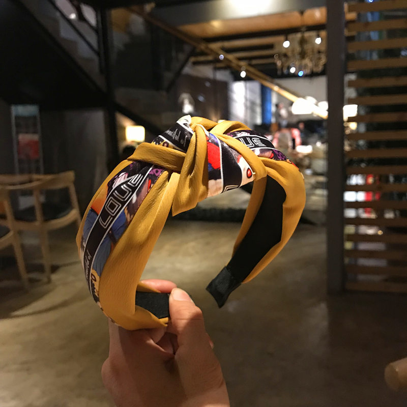 韩版新款简约百搭交叉打结头箍宽边碎花布艺发箍甜美发卡压发饰品