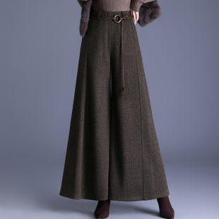 高腰显瘦宽松垂感休闲长裤 春秋新款 松紧腰阔腿裤 女大脚裤 裙裤