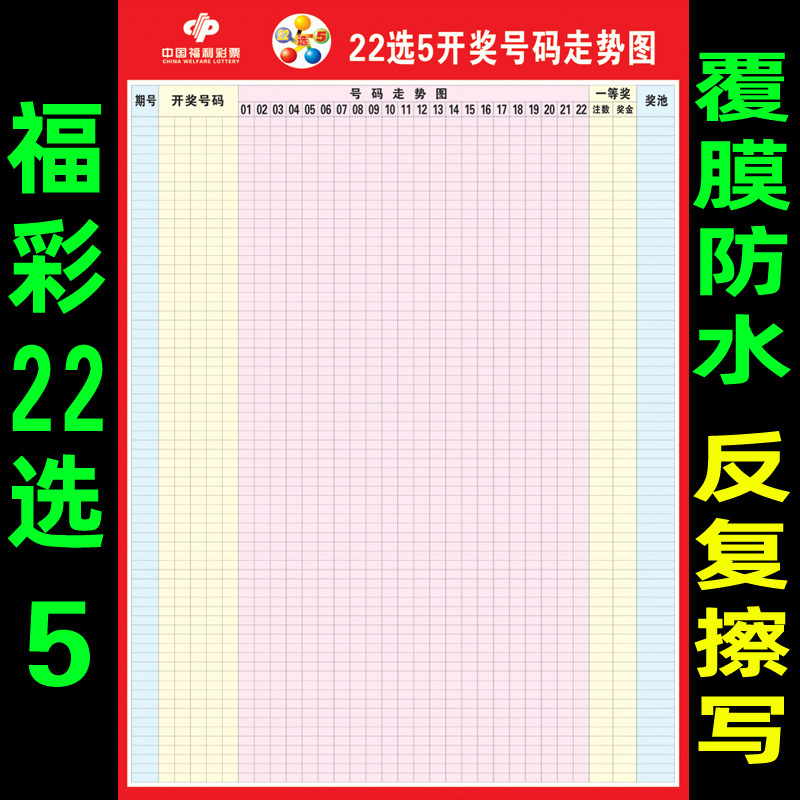 河南福彩22选5双色球3D开奖号码走势图表格彩票店投注站广告贴纸