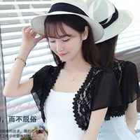 Phụ nữ mùa hè ren nhỏ khăn choàng nhỏ vest ngắn phần chống nắng quần áo phần mỏng cardigan áo len lá ngắn tay áo khoác voan - Áo khoác ngắn áo dạ nữ