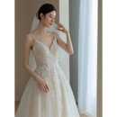 法式 新娘主纱高级质感重工小个子奢华拖尾出门纱 吊带婚纱2025新款