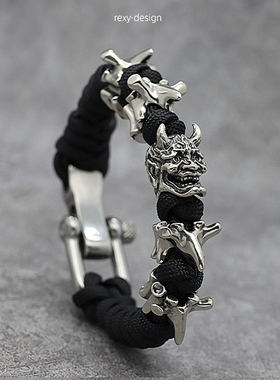 Rexy般若四脊椎伞绳编织手工手链潮男士手绳复古个性女手饰品手镯