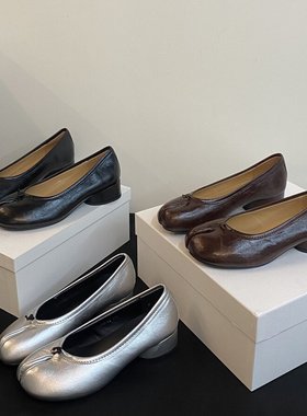 复古小众晚晚风玛丽珍鞋百搭一脚蹬分趾猪蹄鞋低跟通勤芭蕾单鞋女