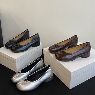 复古小众晚晚风玛丽珍鞋百搭一脚蹬分趾猪蹄鞋低跟通勤芭蕾单鞋女