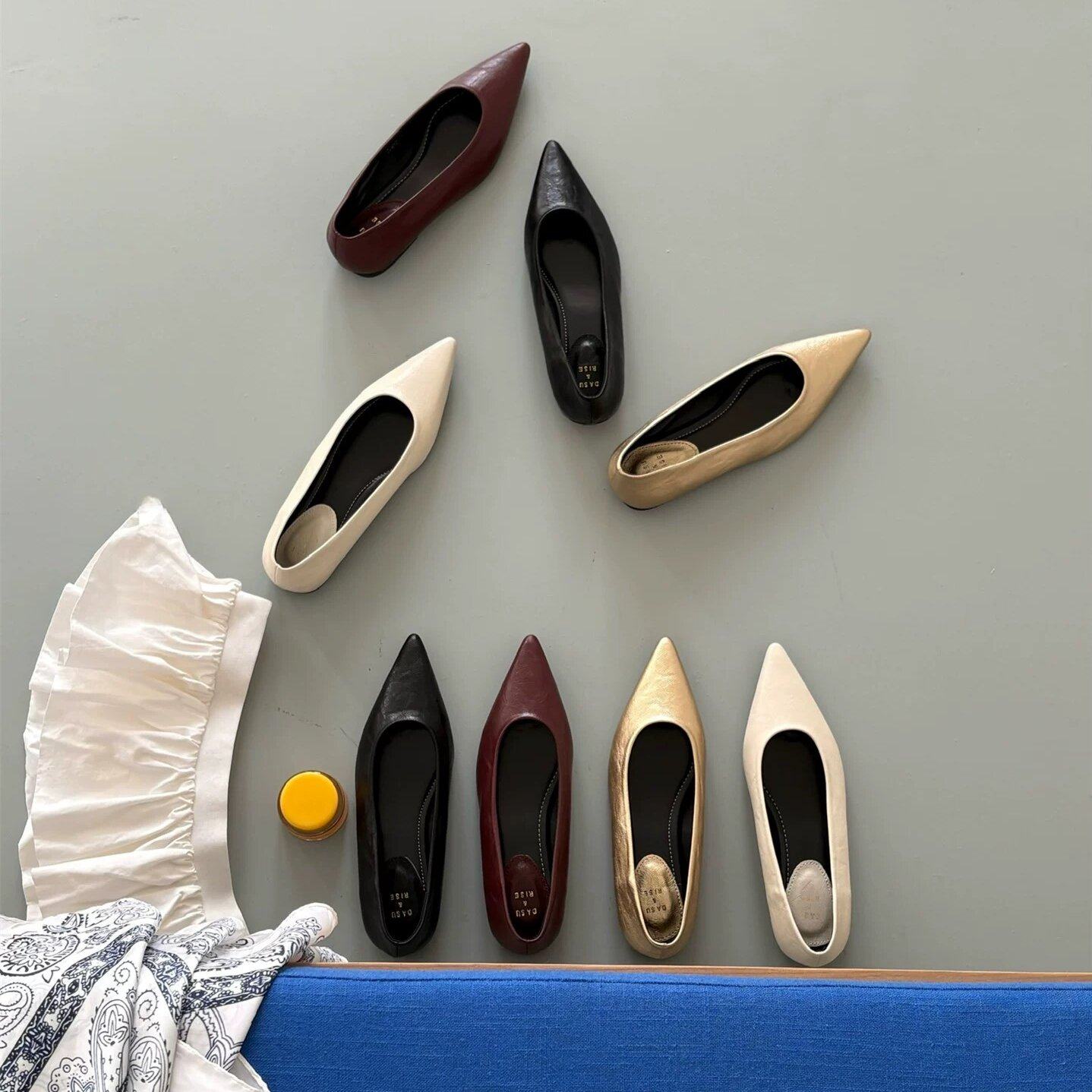 DASU 简约风尖头平底单鞋女2026年新款百搭浅口一脚蹬软底奶奶鞋,女鞋,浅口单鞋,淘宝优惠券,粉丝福利购,淘宝优惠卷