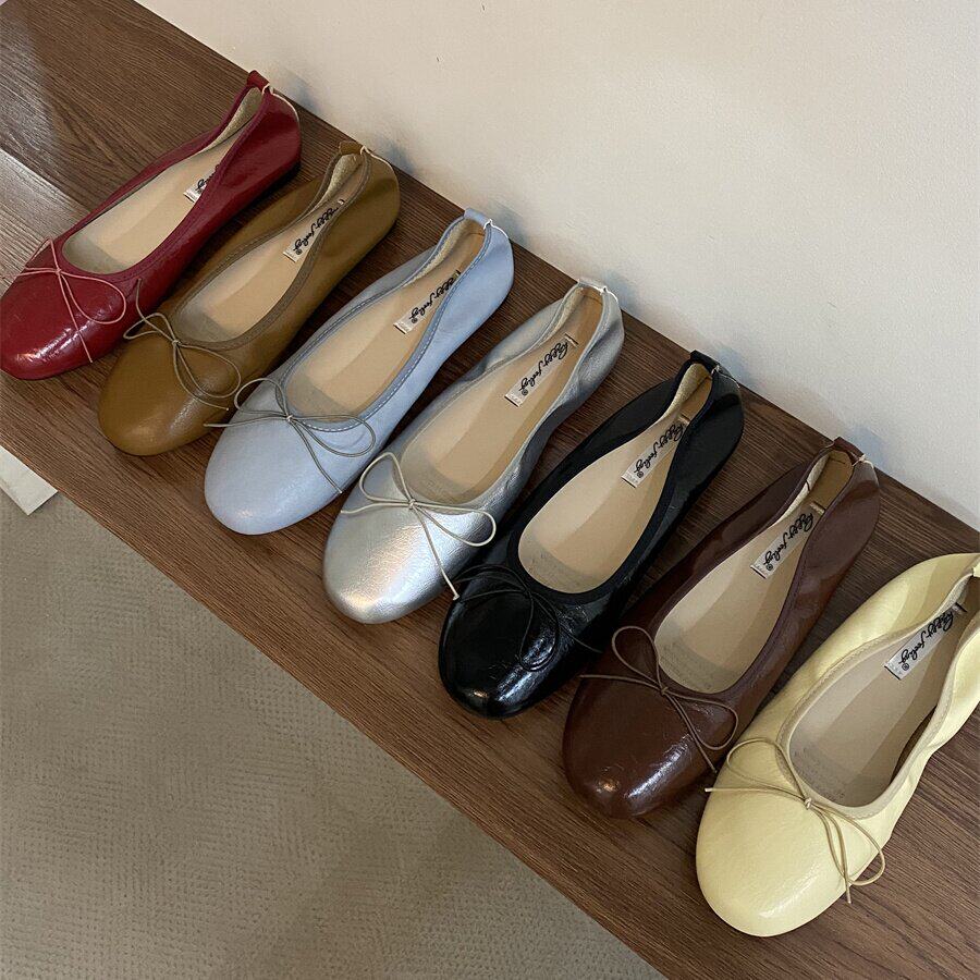 法式平底银色单鞋女鞋子春秋图片