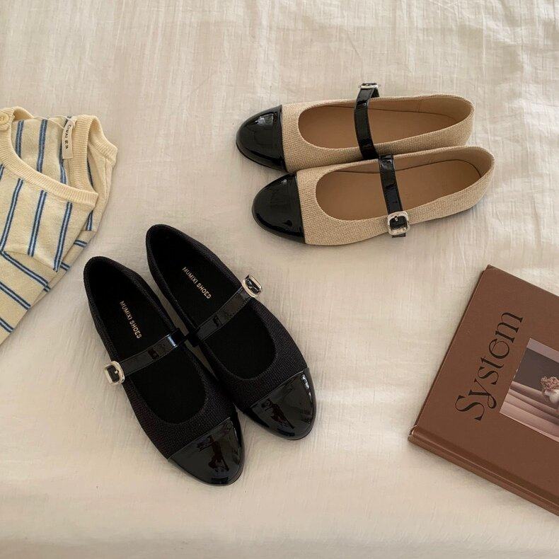 MUMIXI 小香风拼色复古圆头玛丽珍单鞋女法式复古一字带平底鞋,女鞋,浅口单鞋,淘宝优惠券,粉丝福利购,淘宝优惠卷