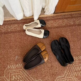 LA MODE韩系温柔小众百搭浅口猪蹄分趾鞋女复古一脚蹬单鞋女潮