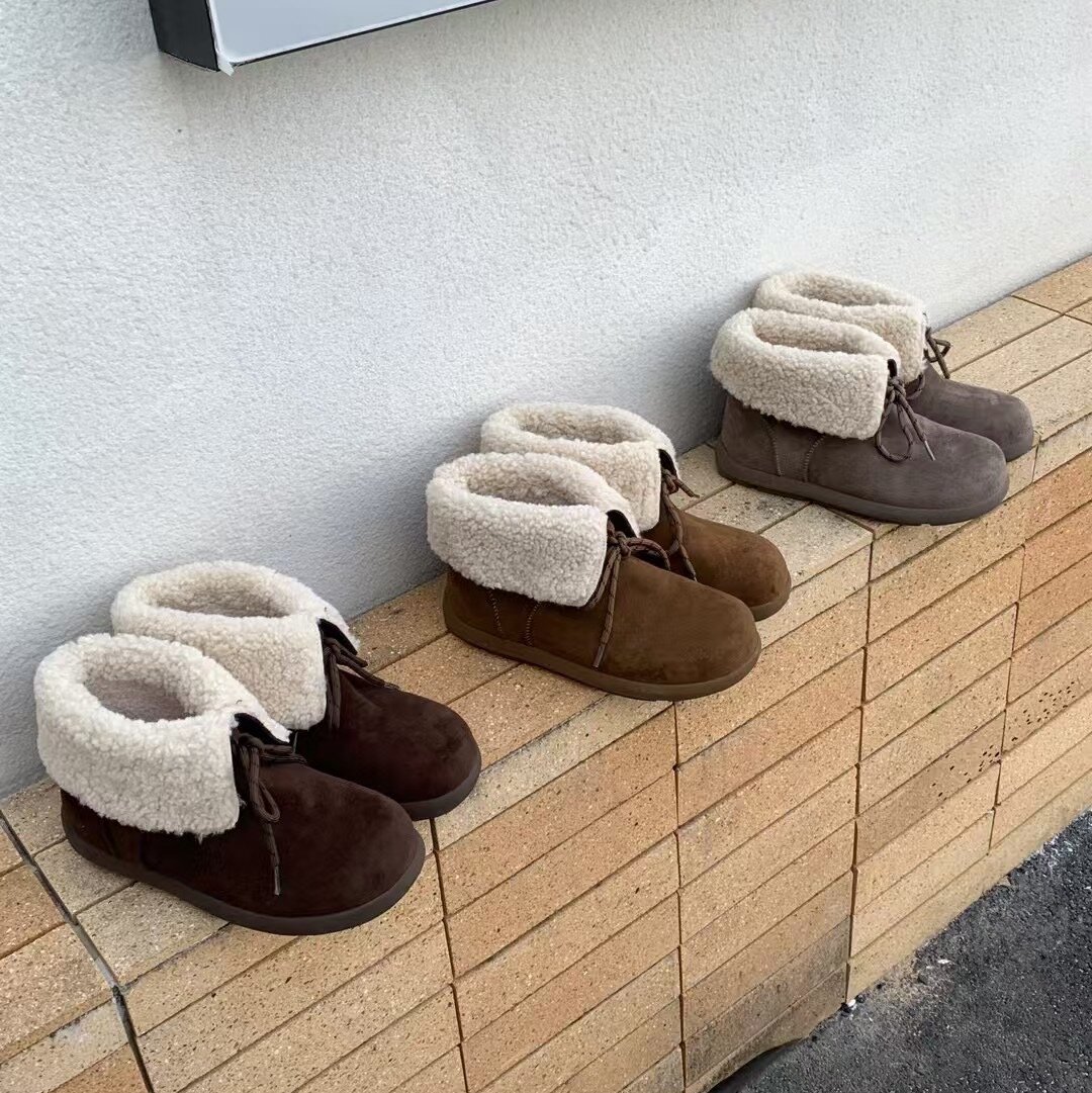 勃肯靴女冬保暖平底雪地靴