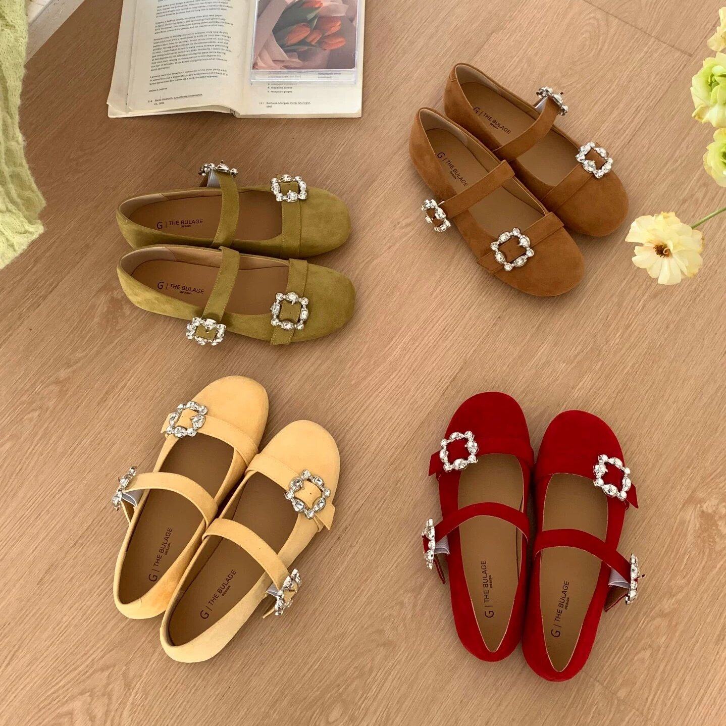 GeGèLV 法式复古水钻玛丽珍鞋女2026年新款一字扣带绒面百搭单鞋,女鞋,浅口单鞋,淘宝优惠券,粉丝福利购,淘宝优惠卷