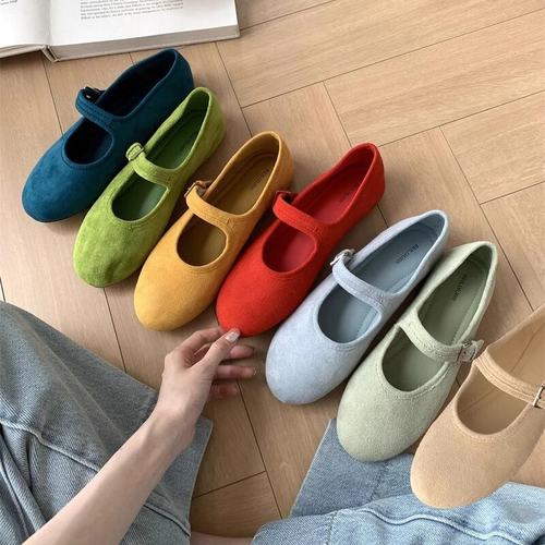 一字扣单鞋女韩版圆头平底玛丽珍