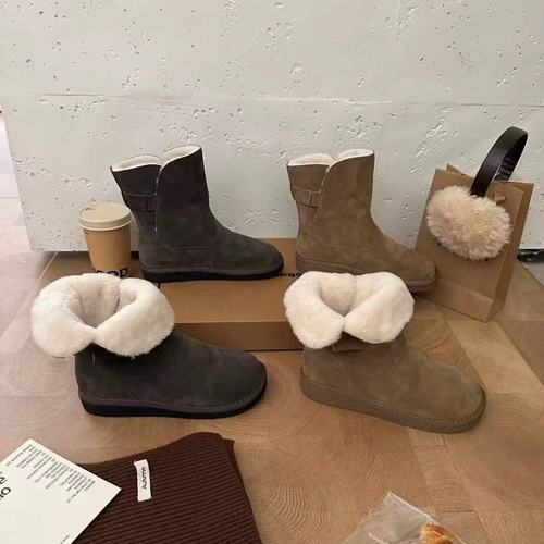 THEMANDAGO芒大果 降温BI备～可翻V口一脚蹬短筒雪地靴加厚绒短靴