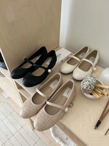 软皮浅口平底单鞋一字带玛丽珍鞋