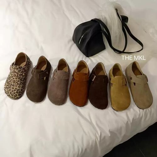 TLEMIKELIN松弛懒惰风真皮全包鞋女韩系百搭厚底一脚蹬单鞋
