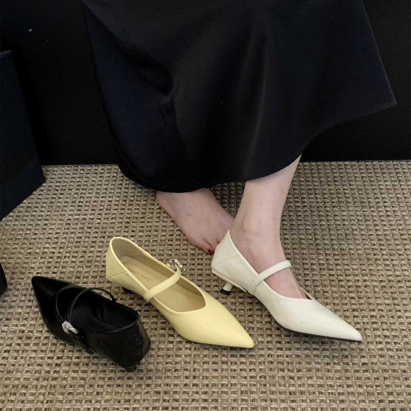 Mimisi 2026新款法式尖头玛丽珍鞋女搭扣中跟单鞋气质百搭工作鞋,女鞋,浅口单鞋,淘宝优惠券,粉丝福利购,淘宝优惠卷