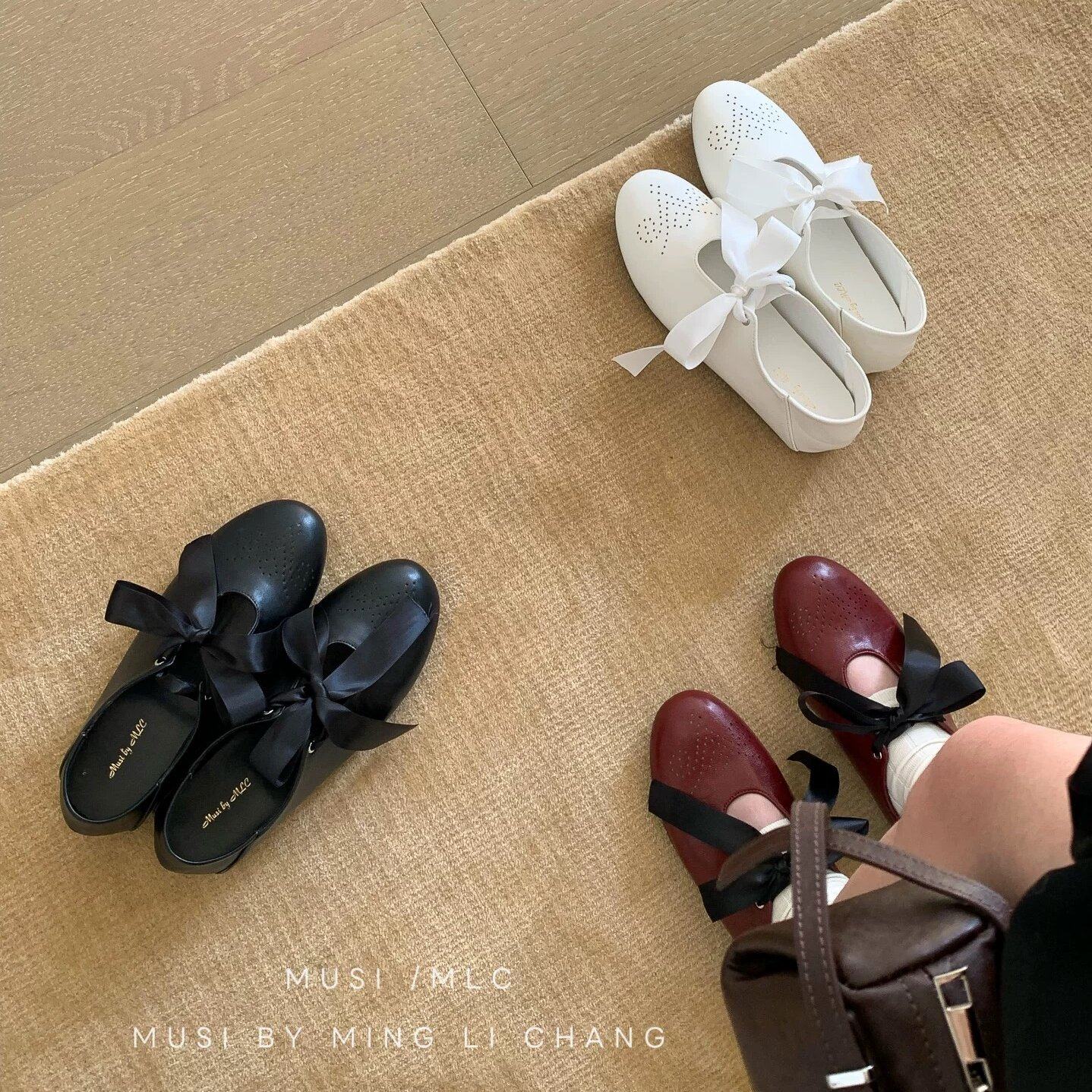 MUSI BY MLC 韩版复古玛丽珍鞋女2026新款绑带蝴蝶结平底百搭单鞋,女鞋,浅口单鞋,淘宝优惠券,粉丝福利购,淘宝优惠卷