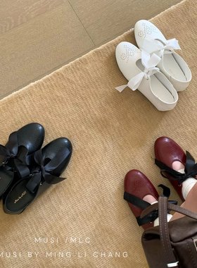 MUSI BY MLC 韩版复古玛丽珍鞋女2026新款绑带蝴蝶结平底百搭单鞋