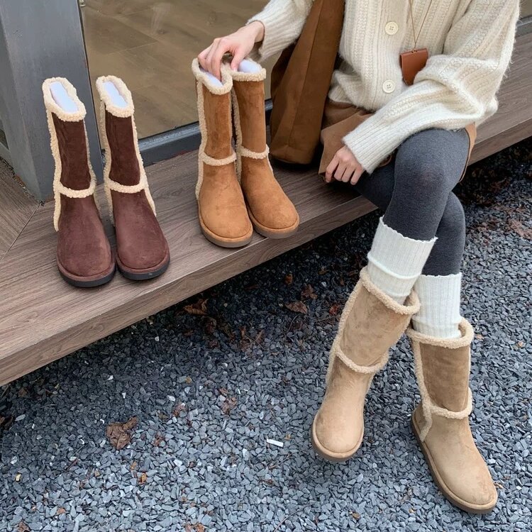 BULAGE羊羔绒加厚保暖舒适两穿雪地靴休闲棉靴皮毛一体厚底勃肯靴