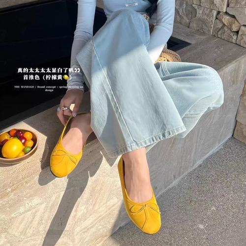 蝴蝶结芭蕾风浅口软底单鞋女