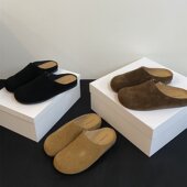 牛皮版 外穿真皮勃肯鞋 舒适厚底包头半拖鞋 秋季 女鞋 LUDAKE鹿大可