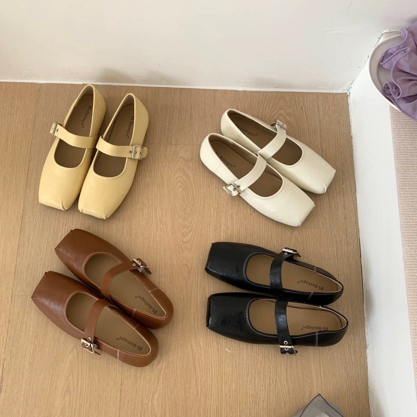 Bashashass 2026新款一字带方头浅口温柔百搭单鞋女平底玛丽珍鞋,女鞋,浅口单鞋,淘宝优惠券,粉丝福利购,淘宝优惠卷