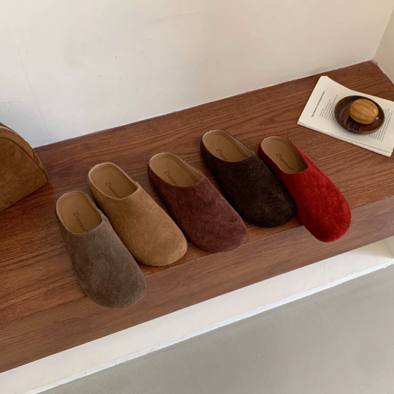 Zuyaolan韩系懒惰风真皮厚底一脚蹬勃肯鞋休闲百搭舒适包头半拖鞋